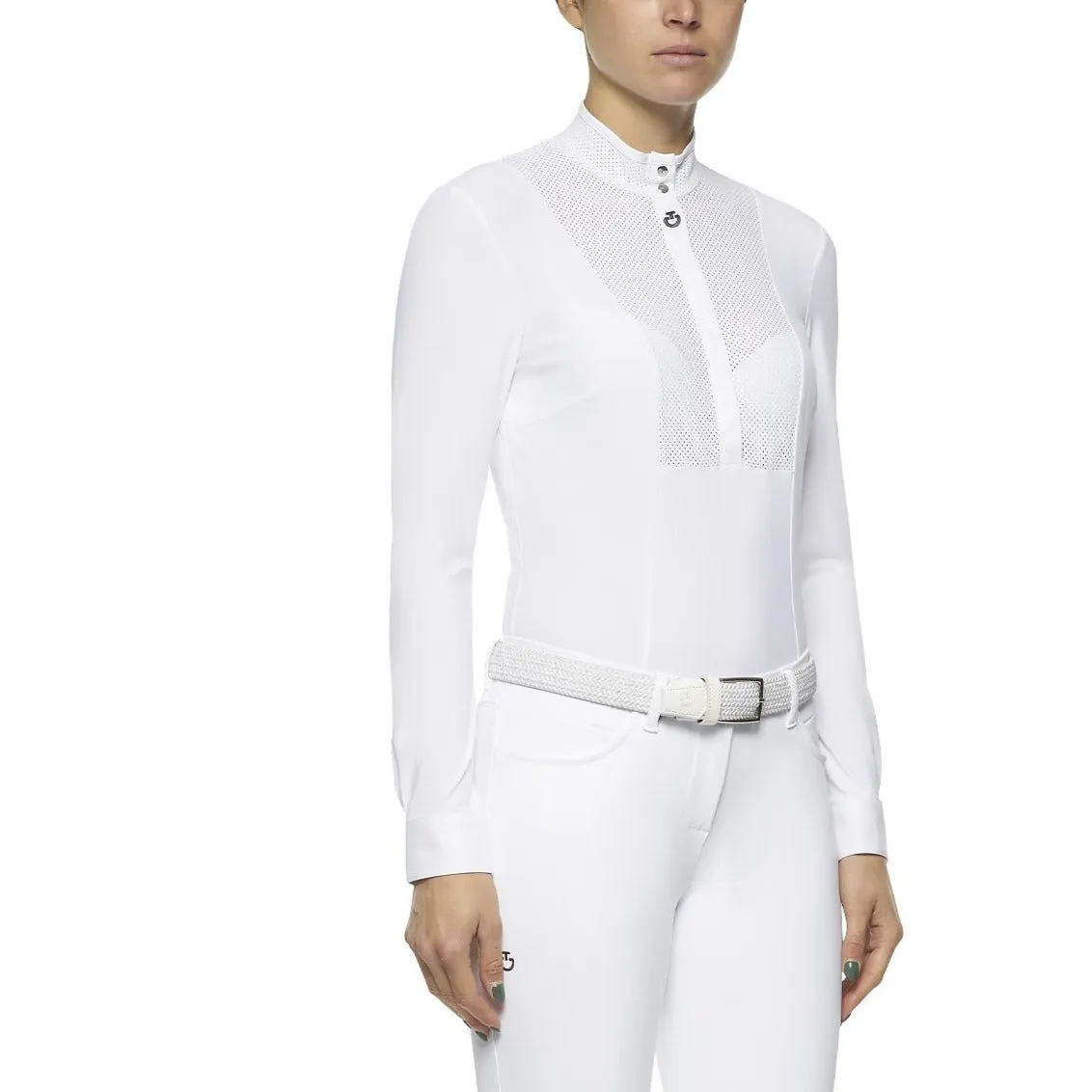 Cavalleria Toscana Perforated Bib and Collar Long Sleeve Shirt