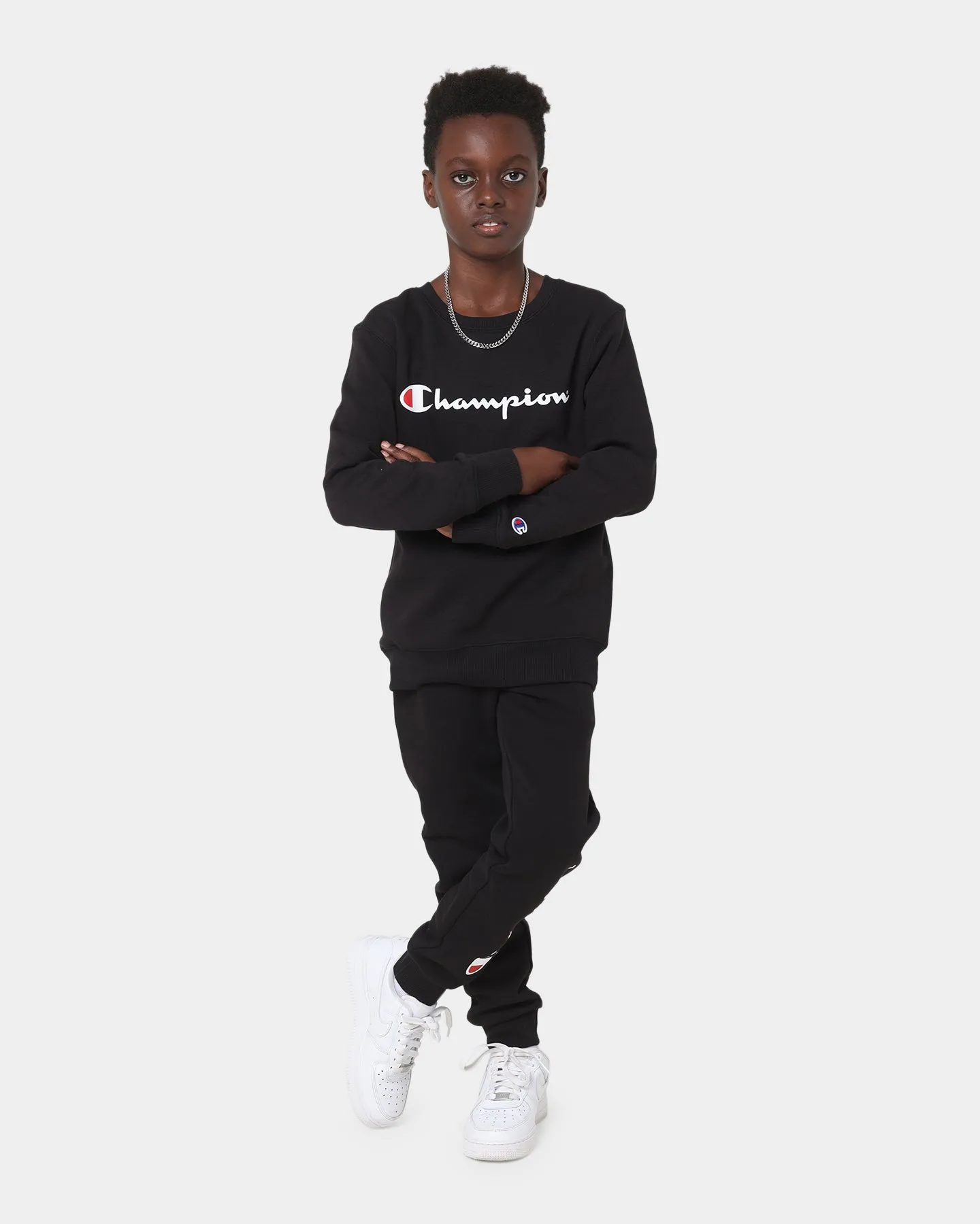 Champion Kids' Script Crewneck Black