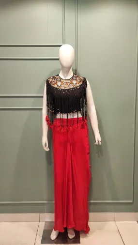 Chinon Crop Top Skirt with Thread And Dabka Work