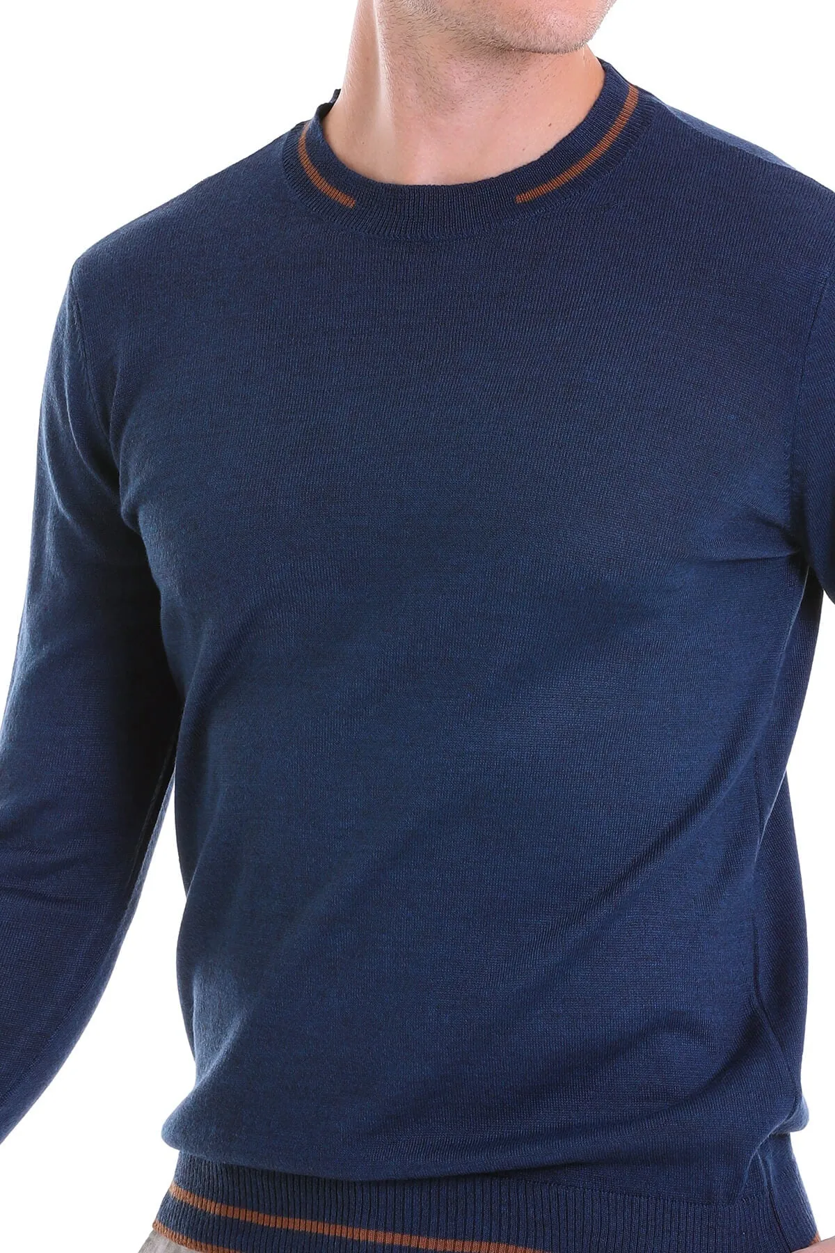 Comfort Fit Wool Blend Indigo Crewneck Sweater