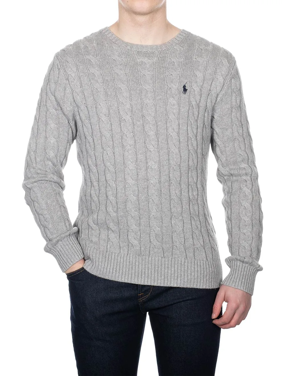 Cotton Cable Sweater Andover Heather