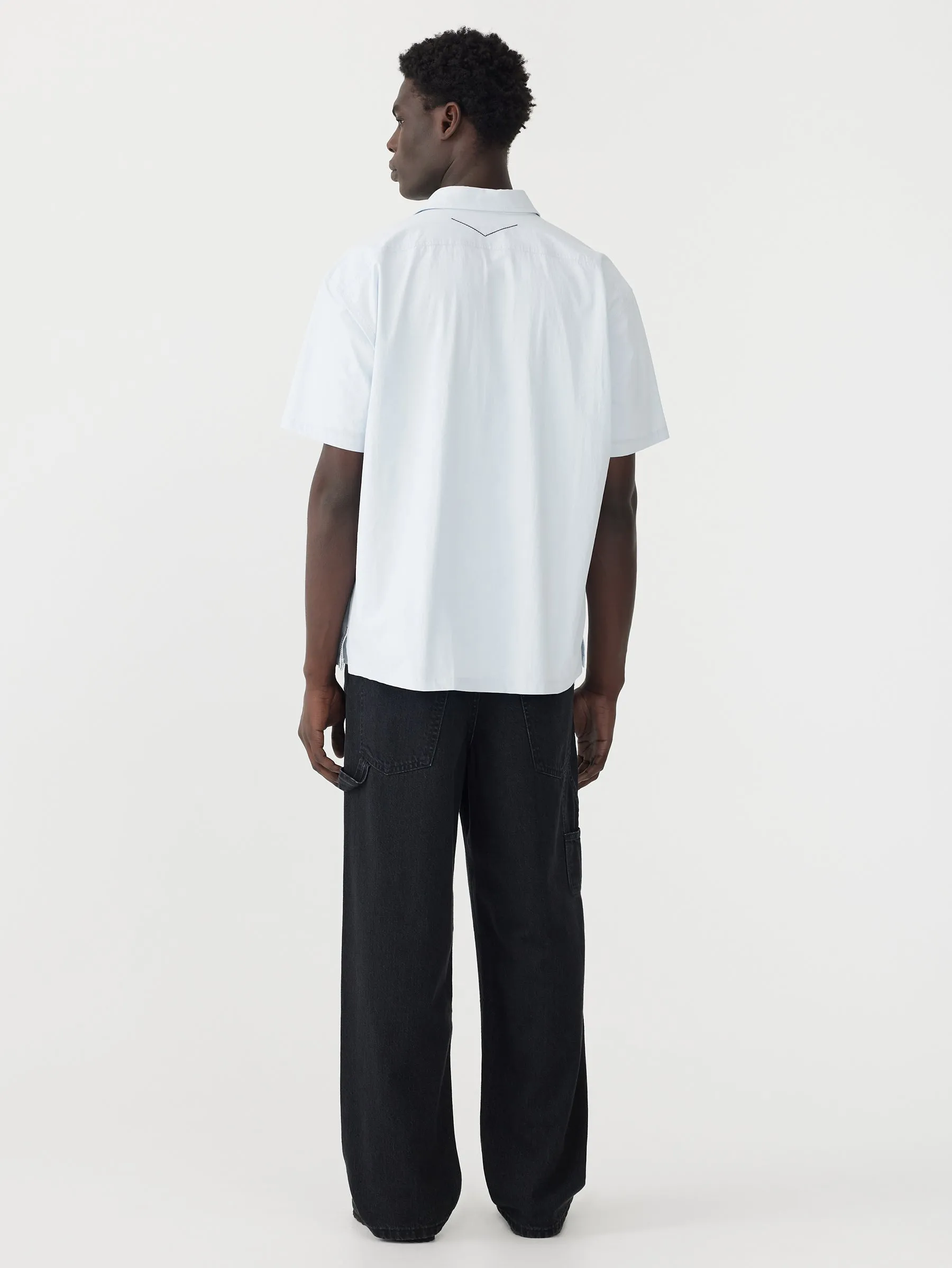 crushed cotton boxy short sleeve shirt