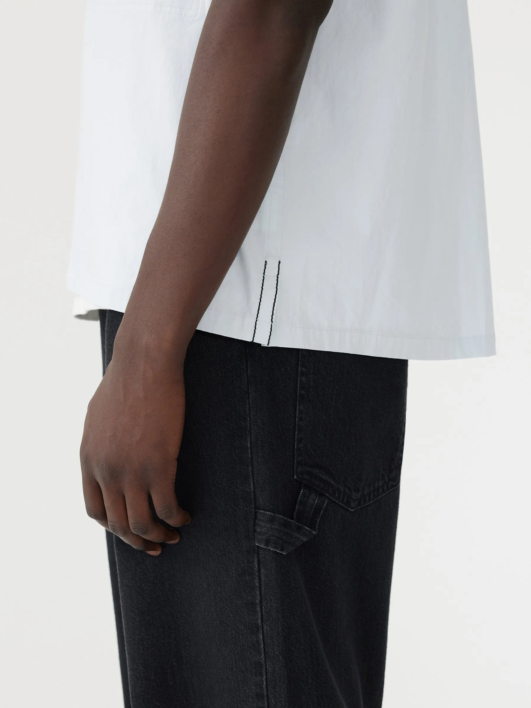 crushed cotton boxy short sleeve shirt