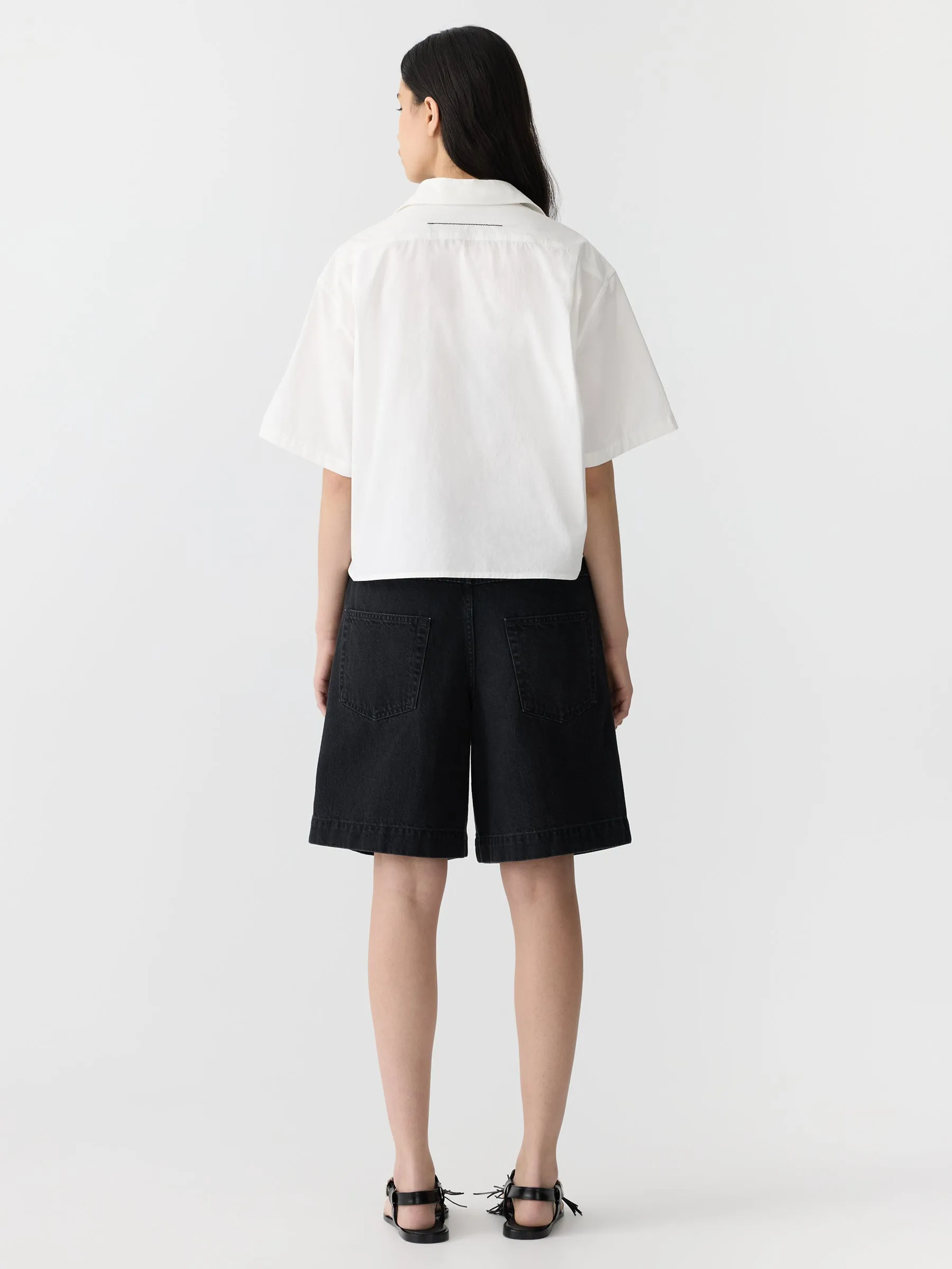 crushed cotton cropped shirt