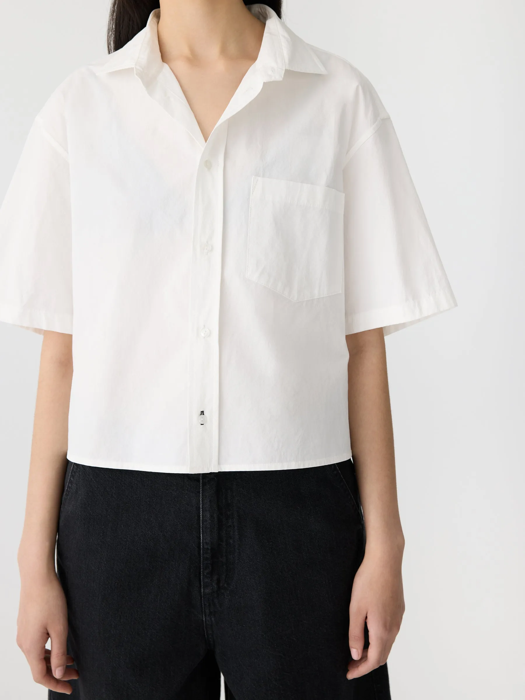 crushed cotton cropped shirt