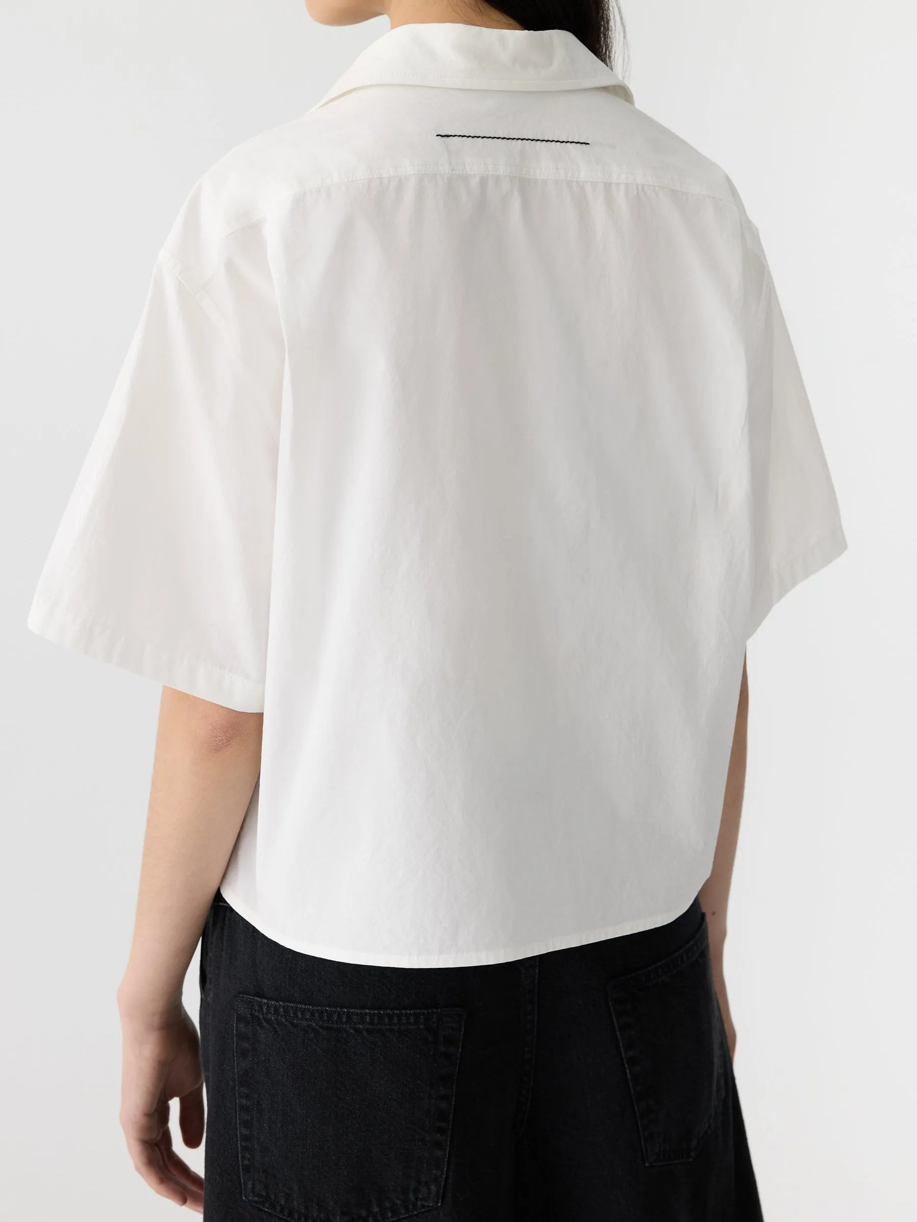 crushed cotton cropped shirt