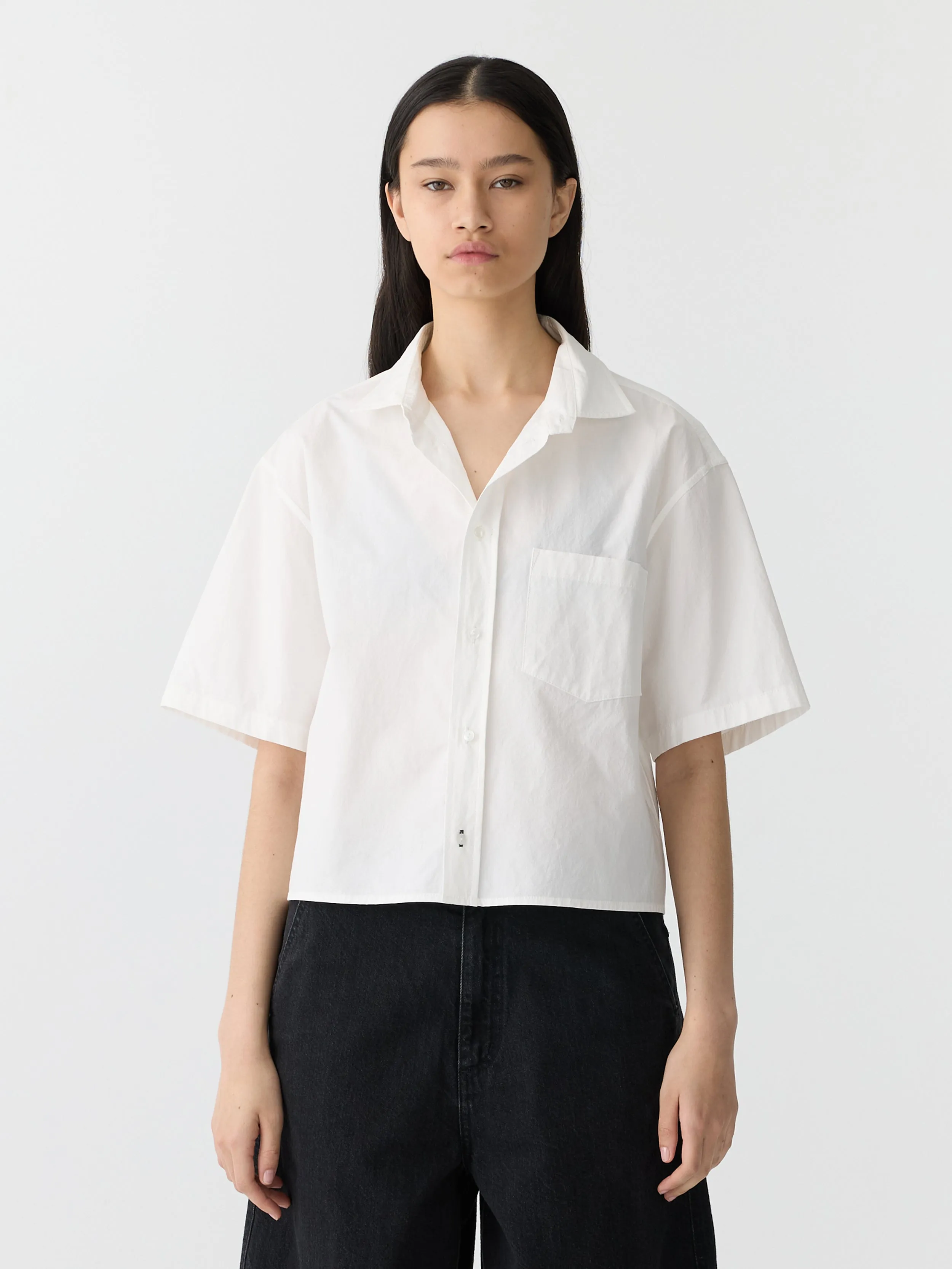 crushed cotton cropped shirt