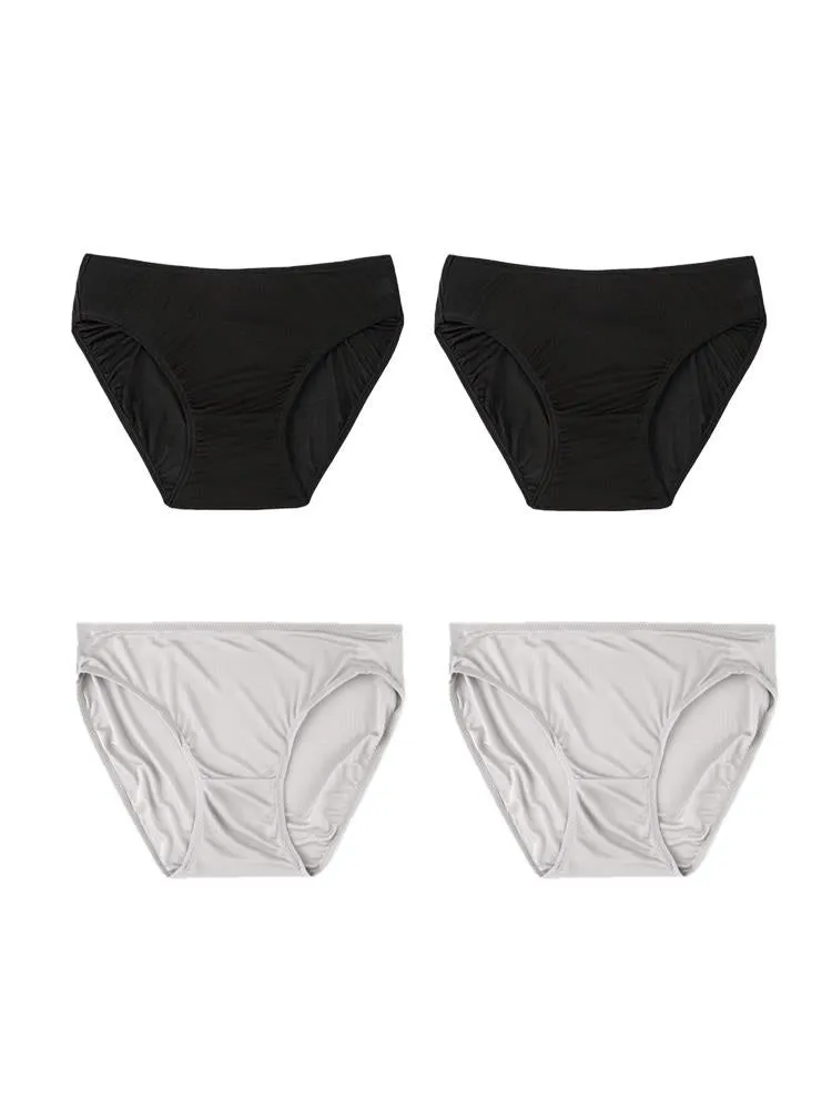 Culotte Confortable en Soie de Mûrier 4Pcs (Soutien-Gorge NON Inclus)