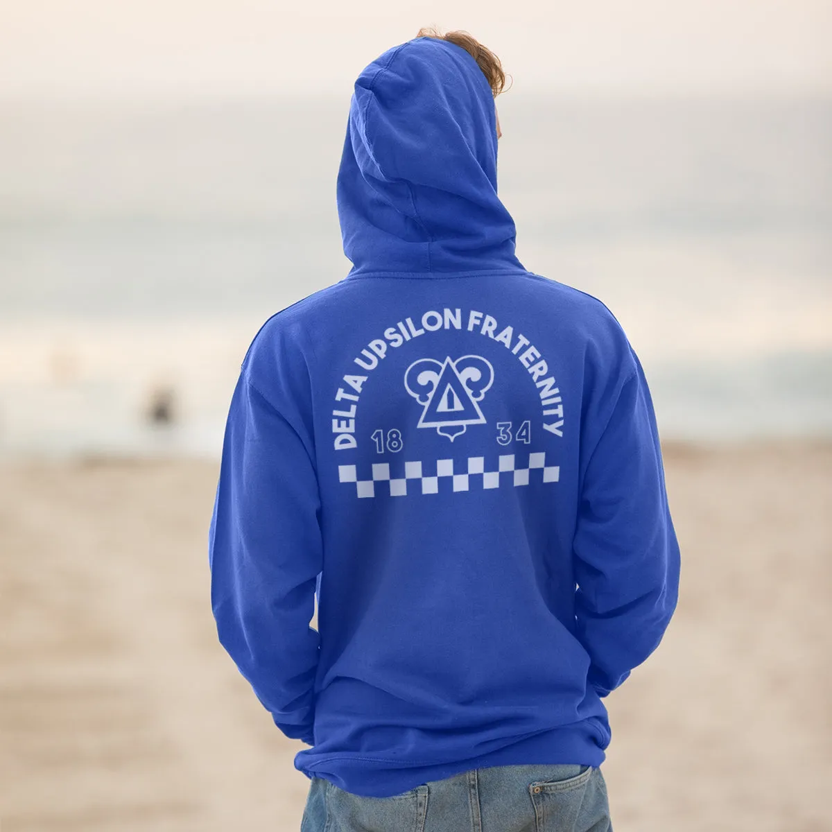 Delta Upsilon Retro Block Graphic Hoodie