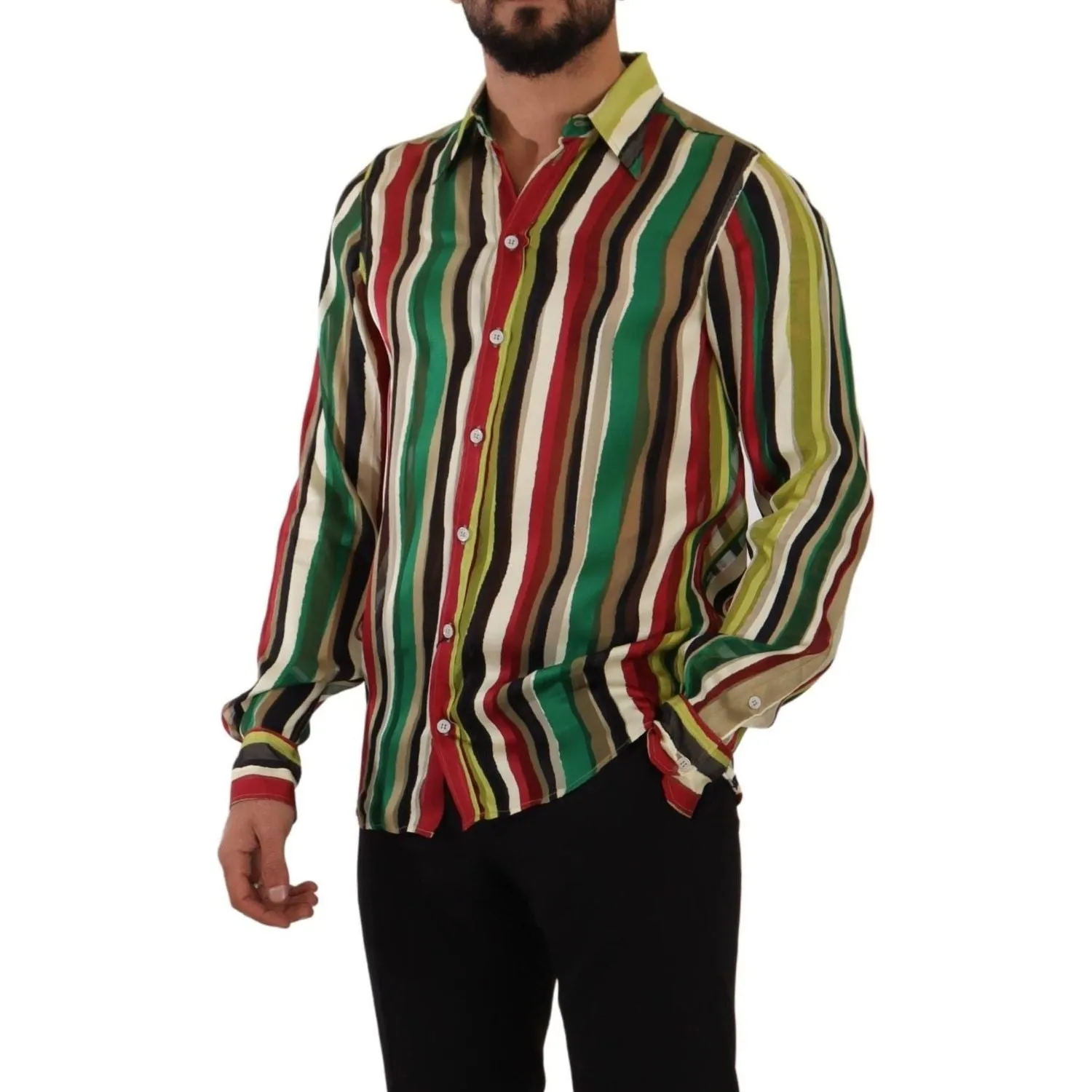 Dolce & Gabbana Elegant Multicolor Striped Silk Blend Shirt