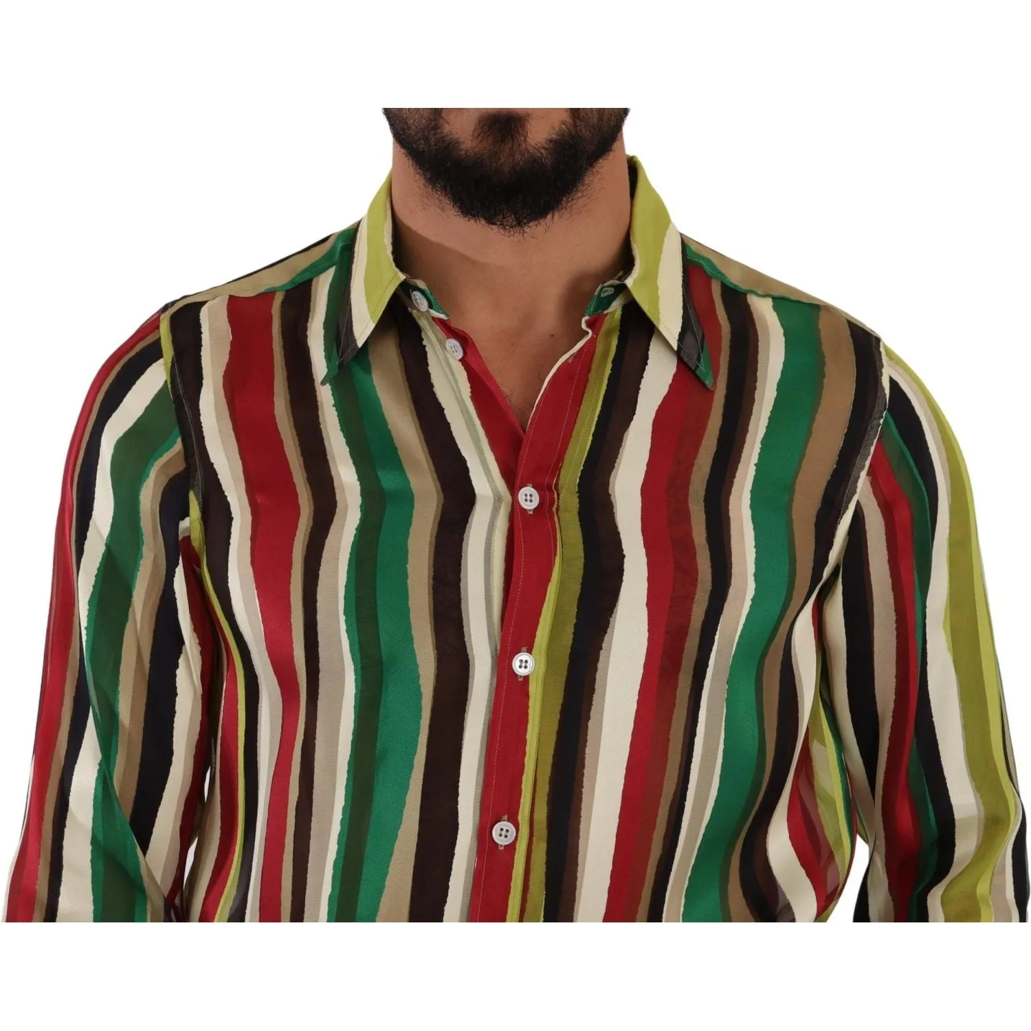 Dolce & Gabbana Elegant Multicolor Striped Silk Blend Shirt