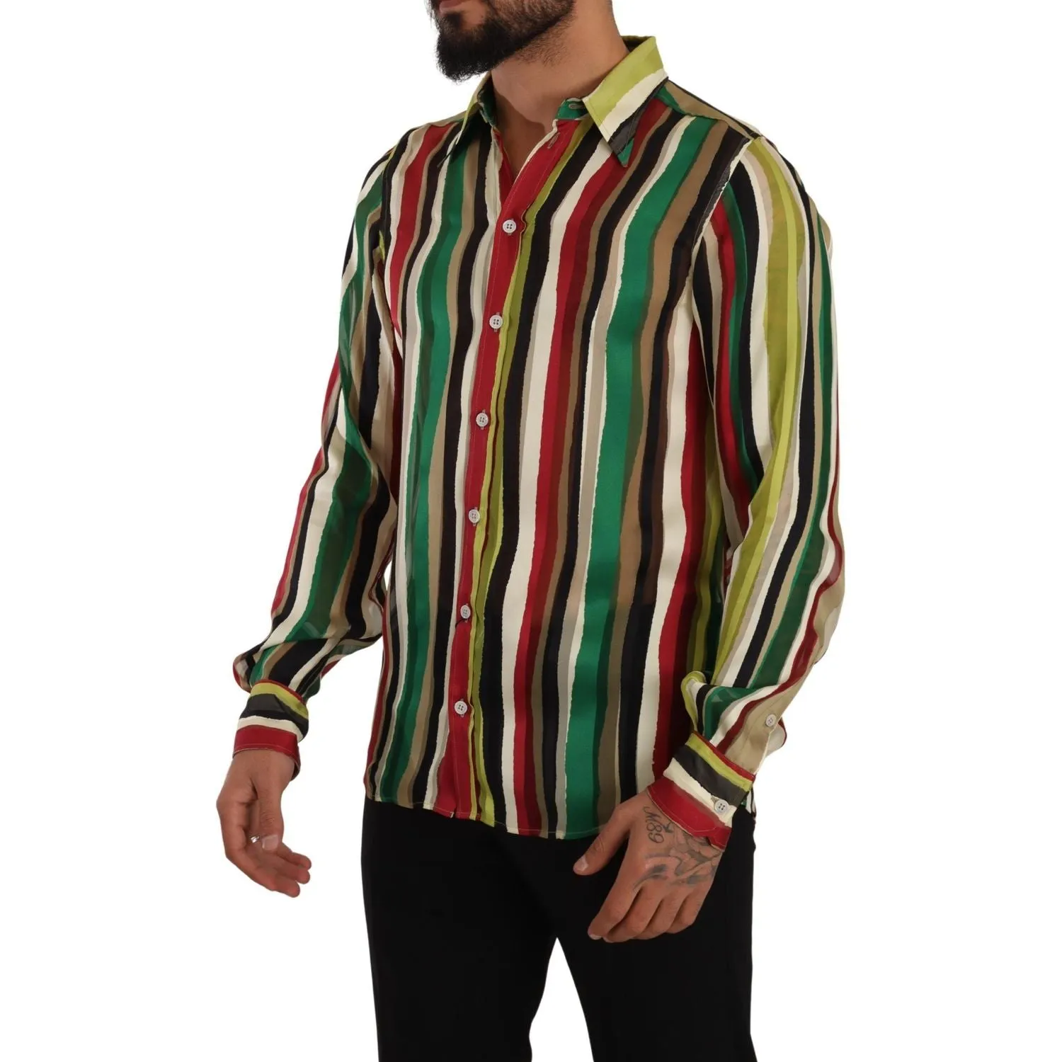 Dolce & Gabbana Elegant Multicolor Striped Silk Blend Shirt