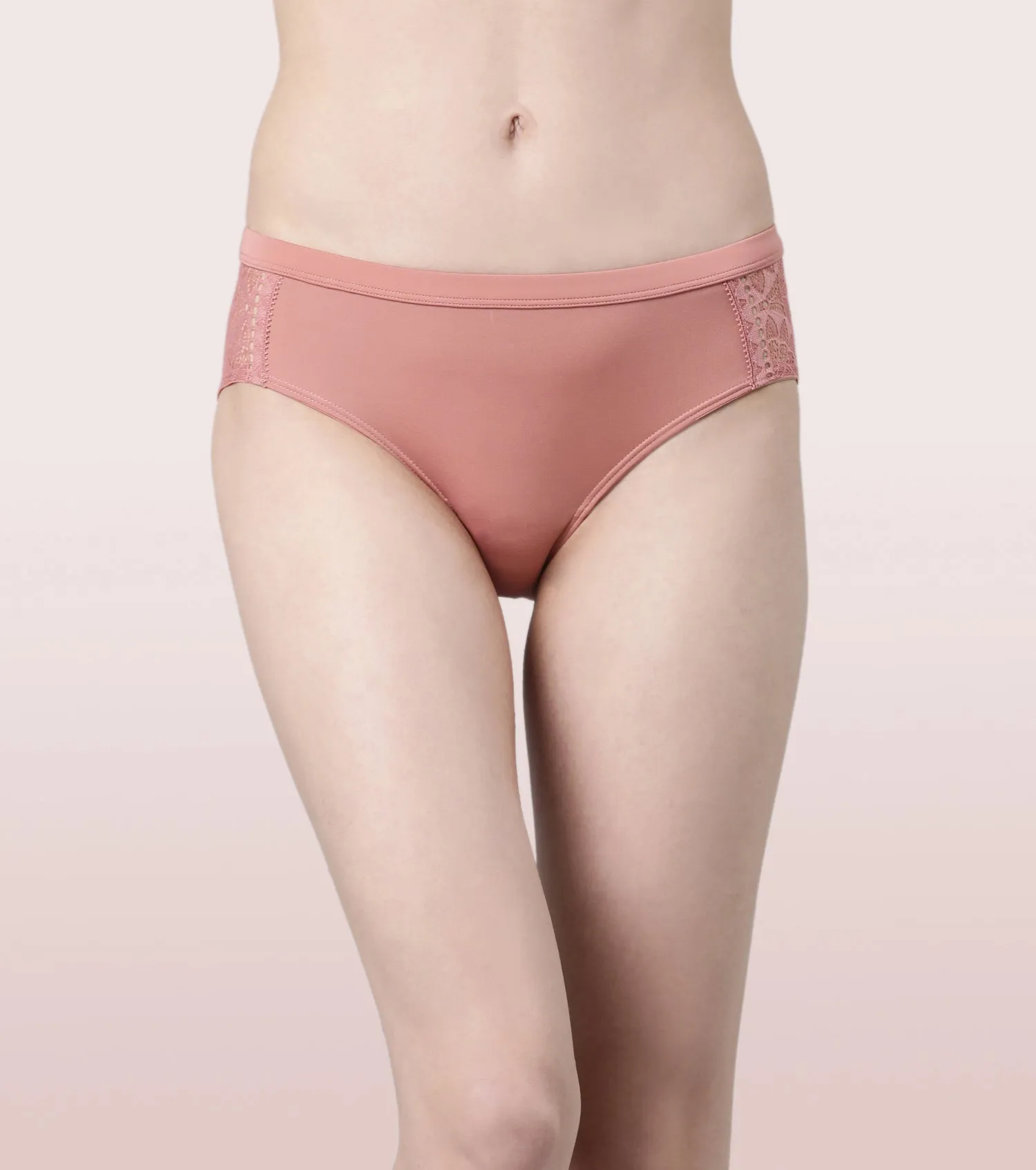 Enamor Mid Waist Hipster Co-Ordinate Panty For Women | Stretch Tulle Fabric With Pretty Side Lace Detailing | P118