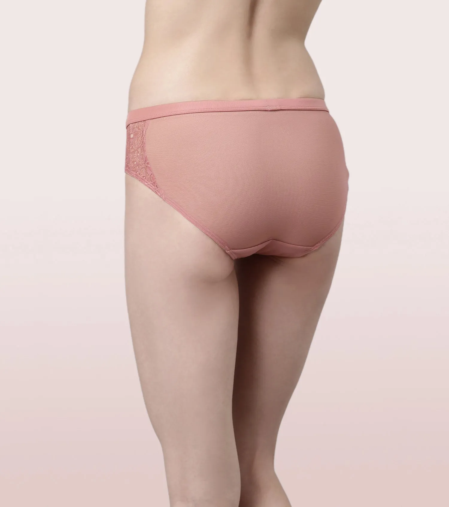 Enamor Mid Waist Hipster Co-Ordinate Panty For Women | Stretch Tulle Fabric With Pretty Side Lace Detailing | P118