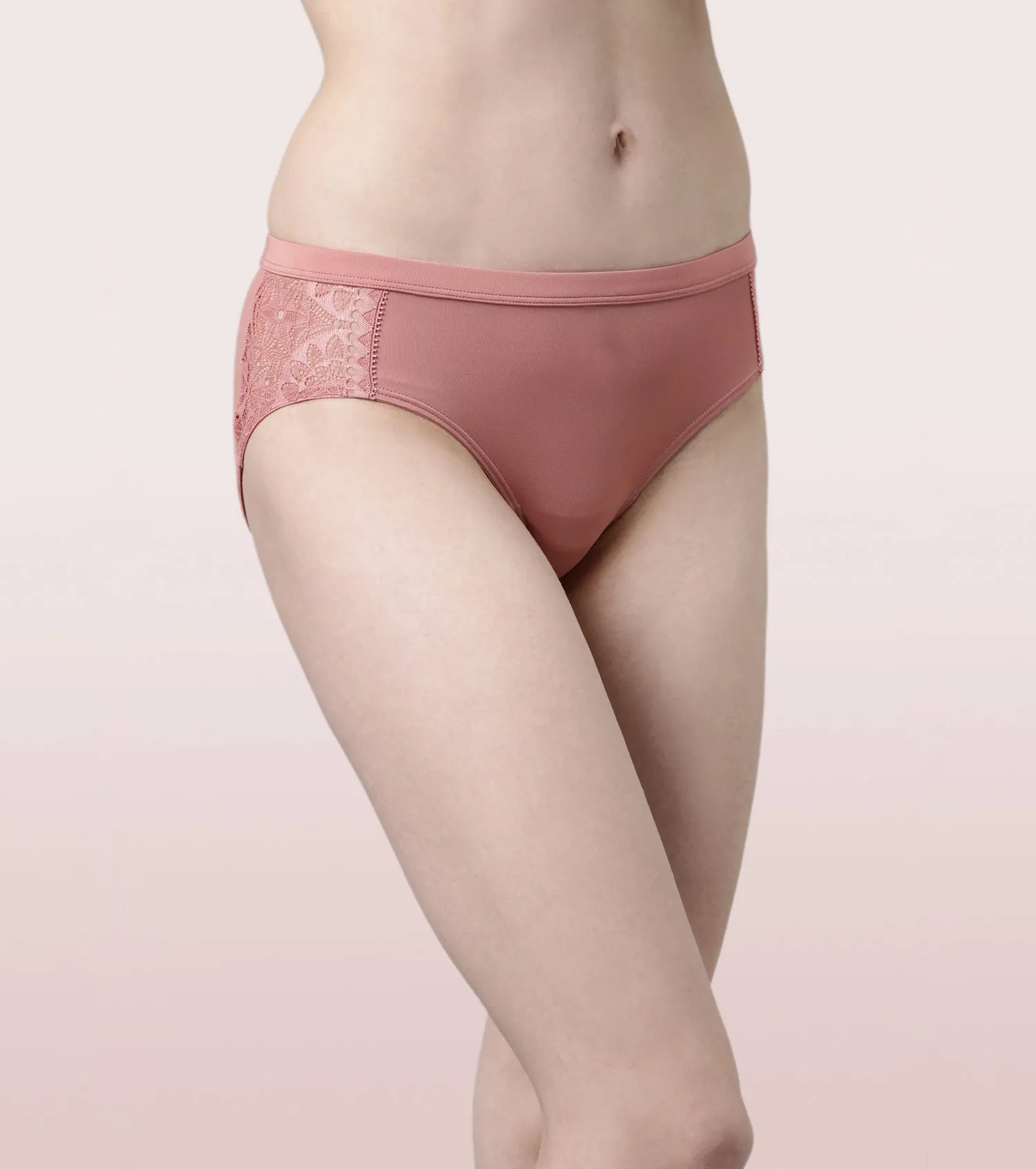 Enamor Mid Waist Hipster Co-Ordinate Panty For Women | Stretch Tulle Fabric With Pretty Side Lace Detailing | P118