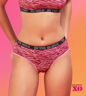 Enamor XO Mid-Rise Zebra Print Solid Hipster Panty - Sabrina