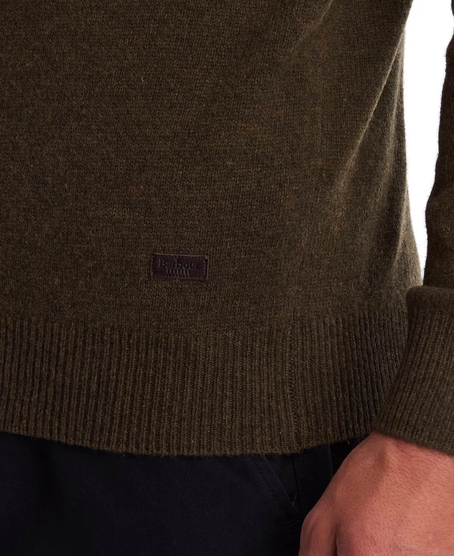 Essential Patch Crew Neck Jumper in Willow Green by Barbour