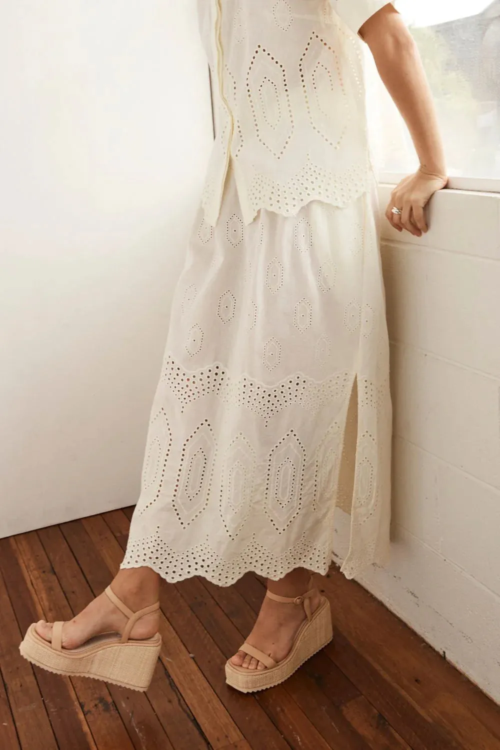 Fond Skirt in Cream Broderie