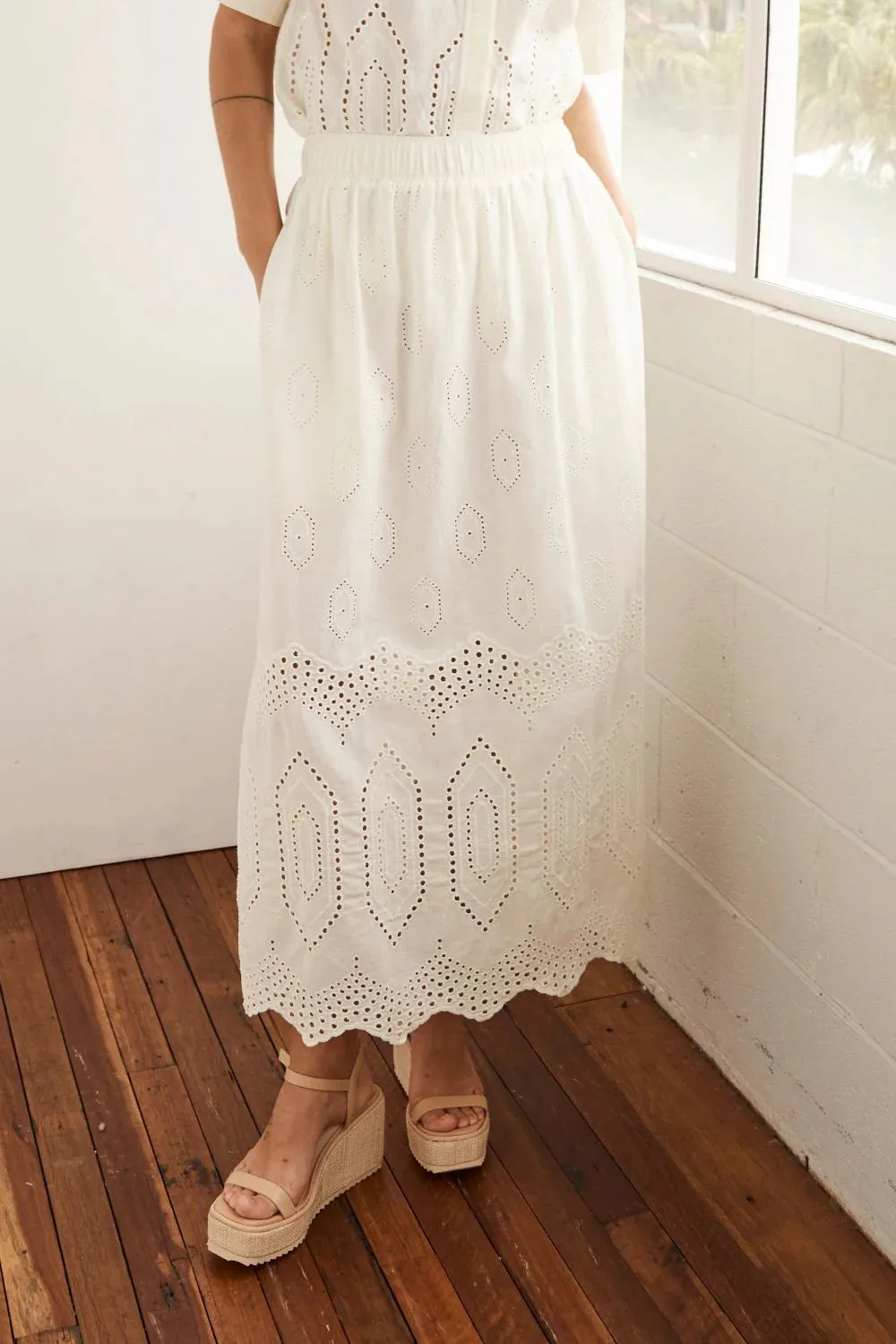 Fond Skirt in Cream Broderie