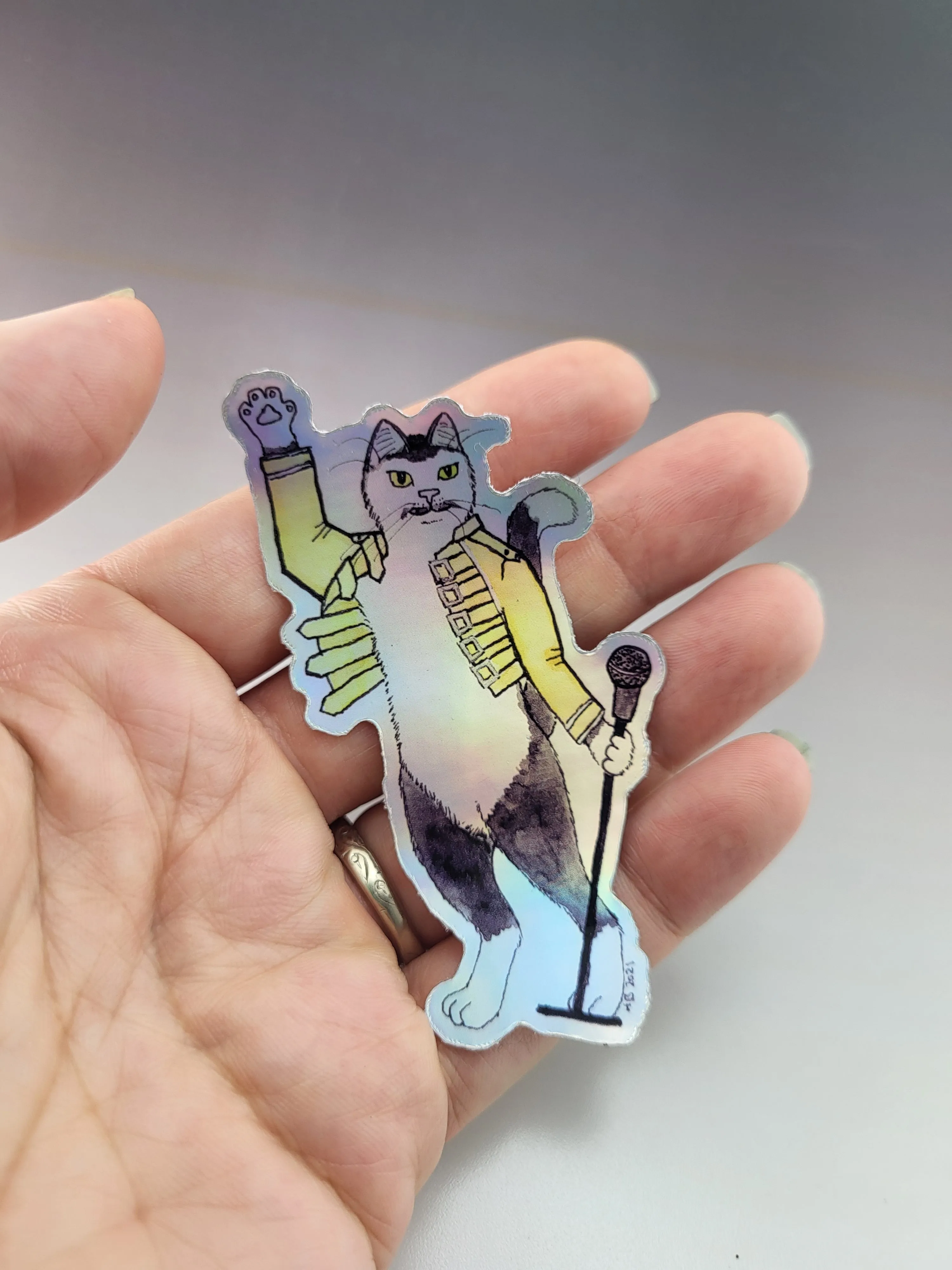 Freddie Purrcury Holographic Sticker