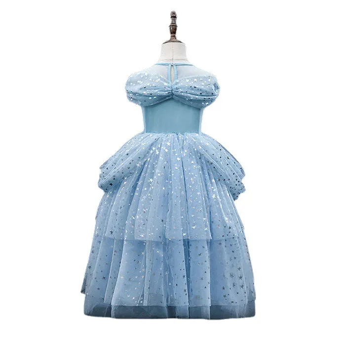 Frozen Princess Elsa Dress Cinderella off-the-Shoulder Gown Girl Aisha Christmas Performance Dress