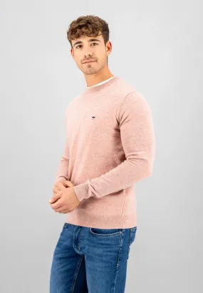 FYNCH HATTON Pale Berry Round Neck Wool Jumper