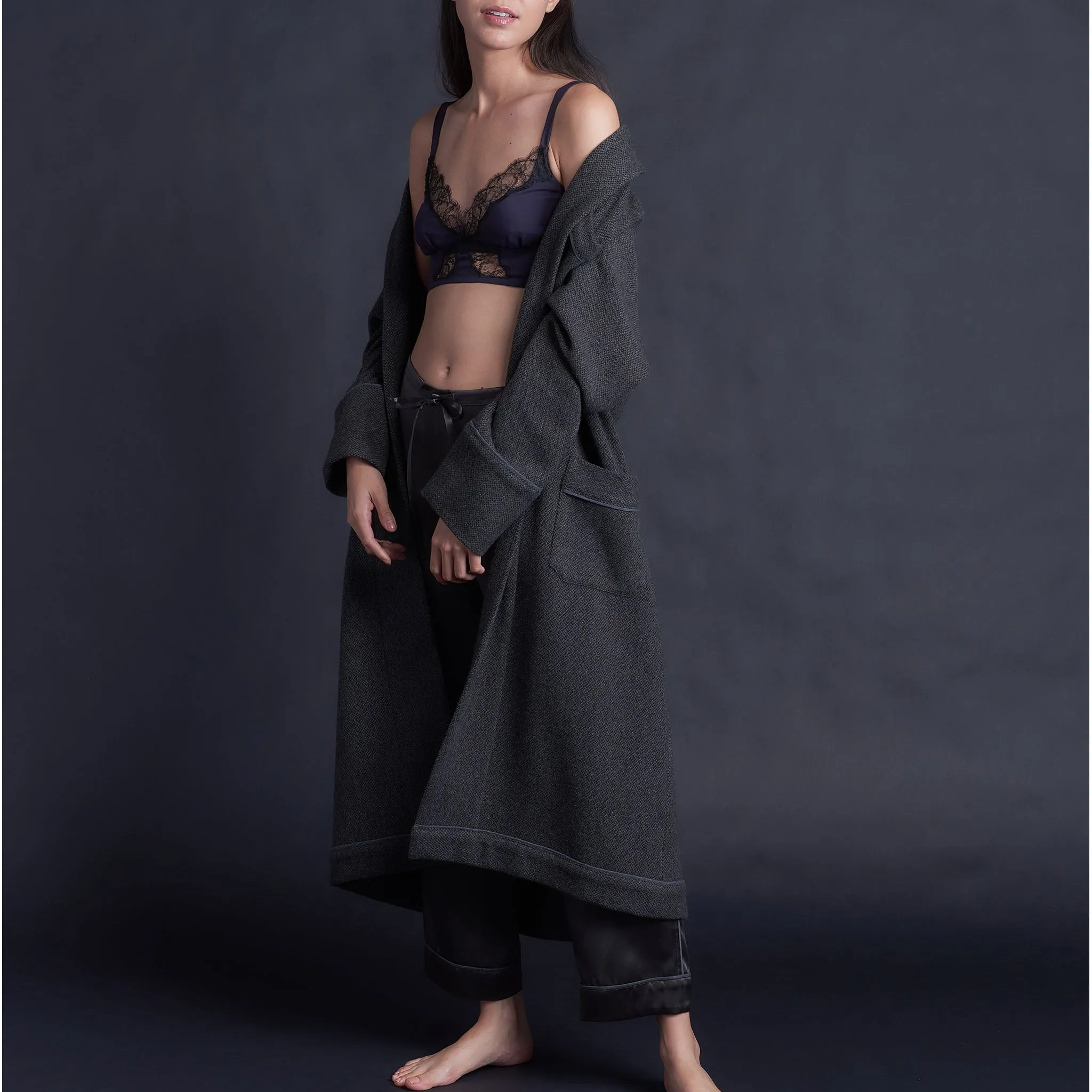 Gaia Bralette in Aubergine Stretch Silk Charmeuse