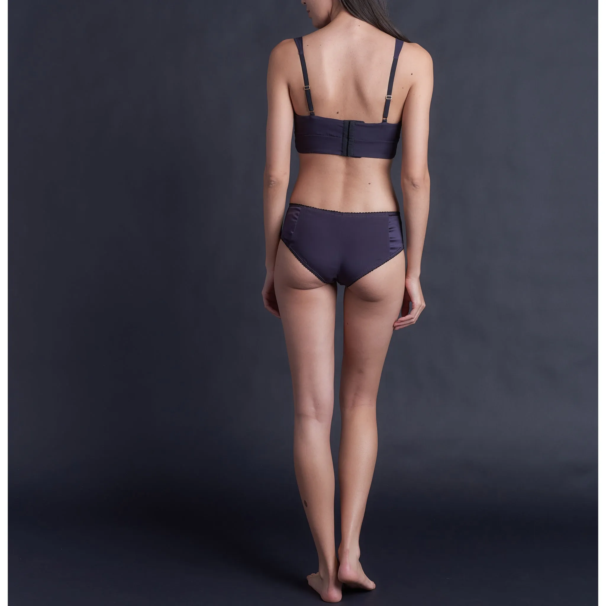 Gaia Bralette in Aubergine Stretch Silk Charmeuse