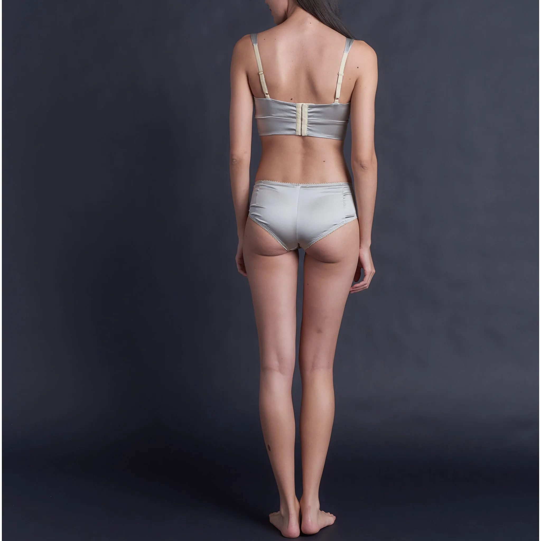 Gaia Bralette in White Gold Stretch Silk Charmeuse