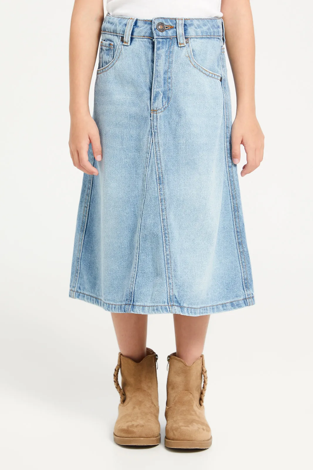 Girls Blue Denim Skirt