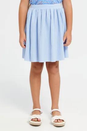 Girls Blue Plisse Skirt