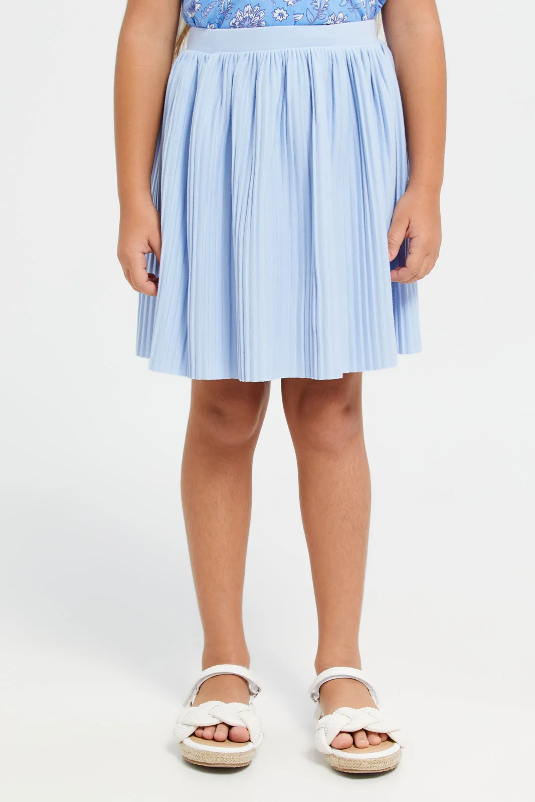 Girls Blue Plisse Skirt