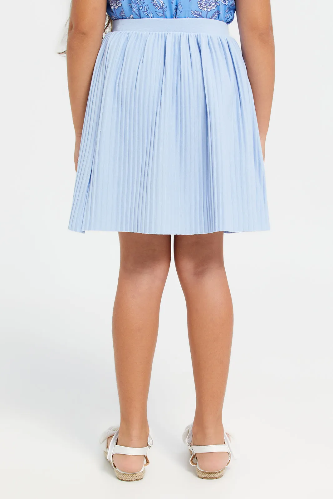 Girls Blue Plisse Skirt