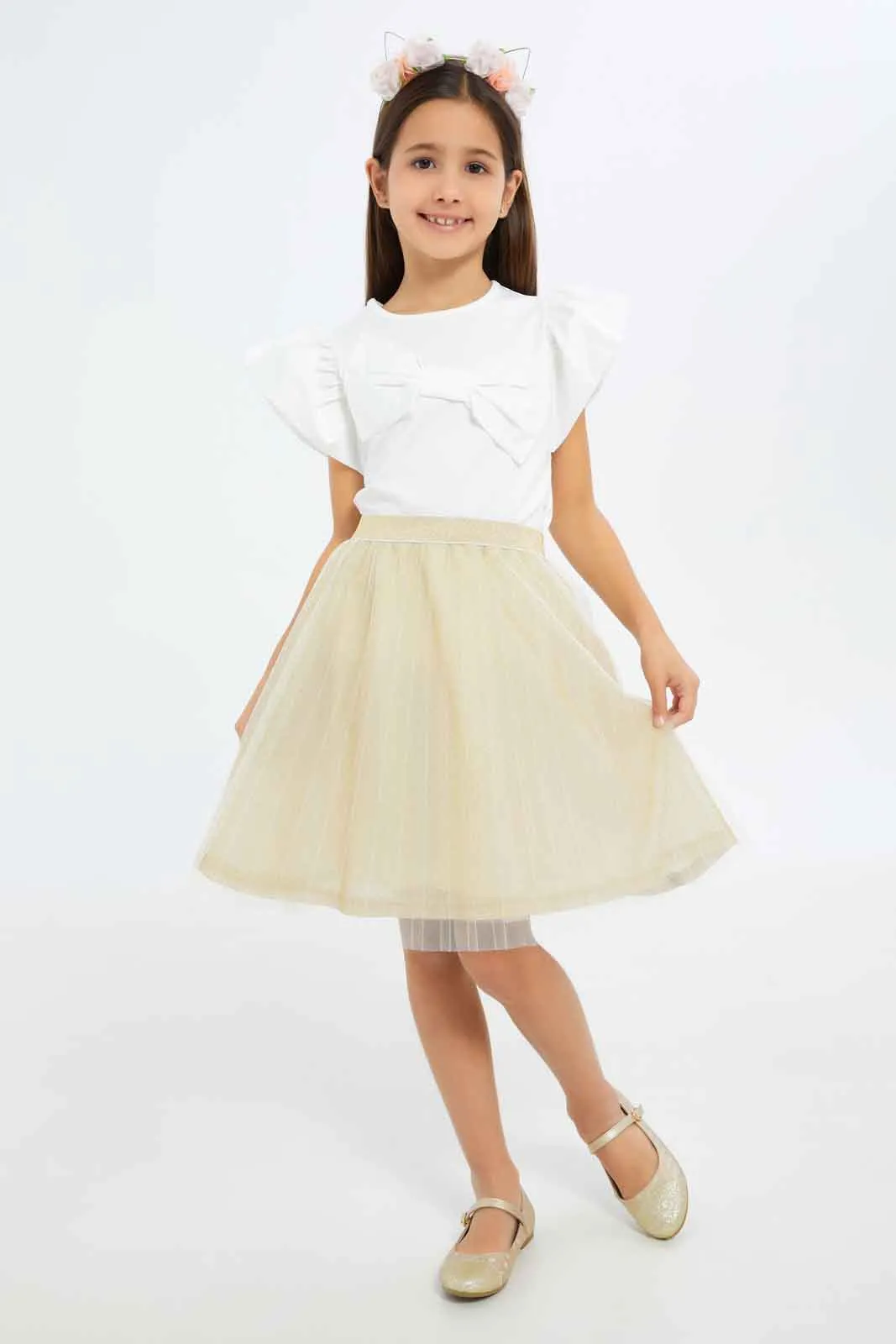 Girls Grey A-Line Skirt