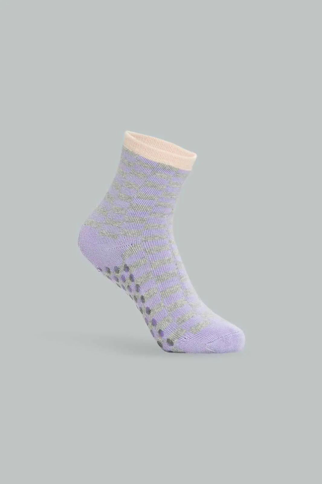 Girls Grey Print Ankle Socks