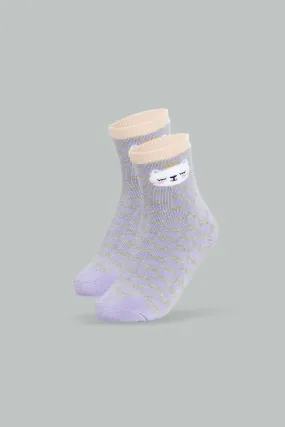 Girls Grey Print Ankle Socks