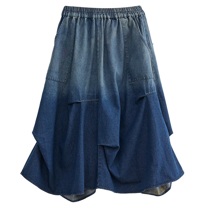 Gradient Color Denim Skirt For Women