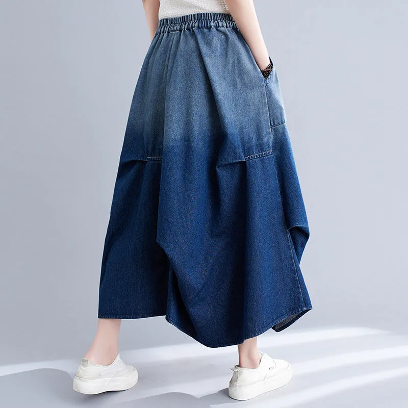 Gradient Color Denim Skirt For Women