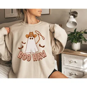 Halloween Sweatshirt, Boo Haw Retro Sweatshirt, Cowboy Ghost Shirt