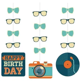 Hipster Birthday Hanging Cutouts