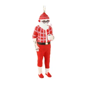 Hipster Santa Ornament 6"