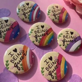 I love Being Queer Pride Flag Button