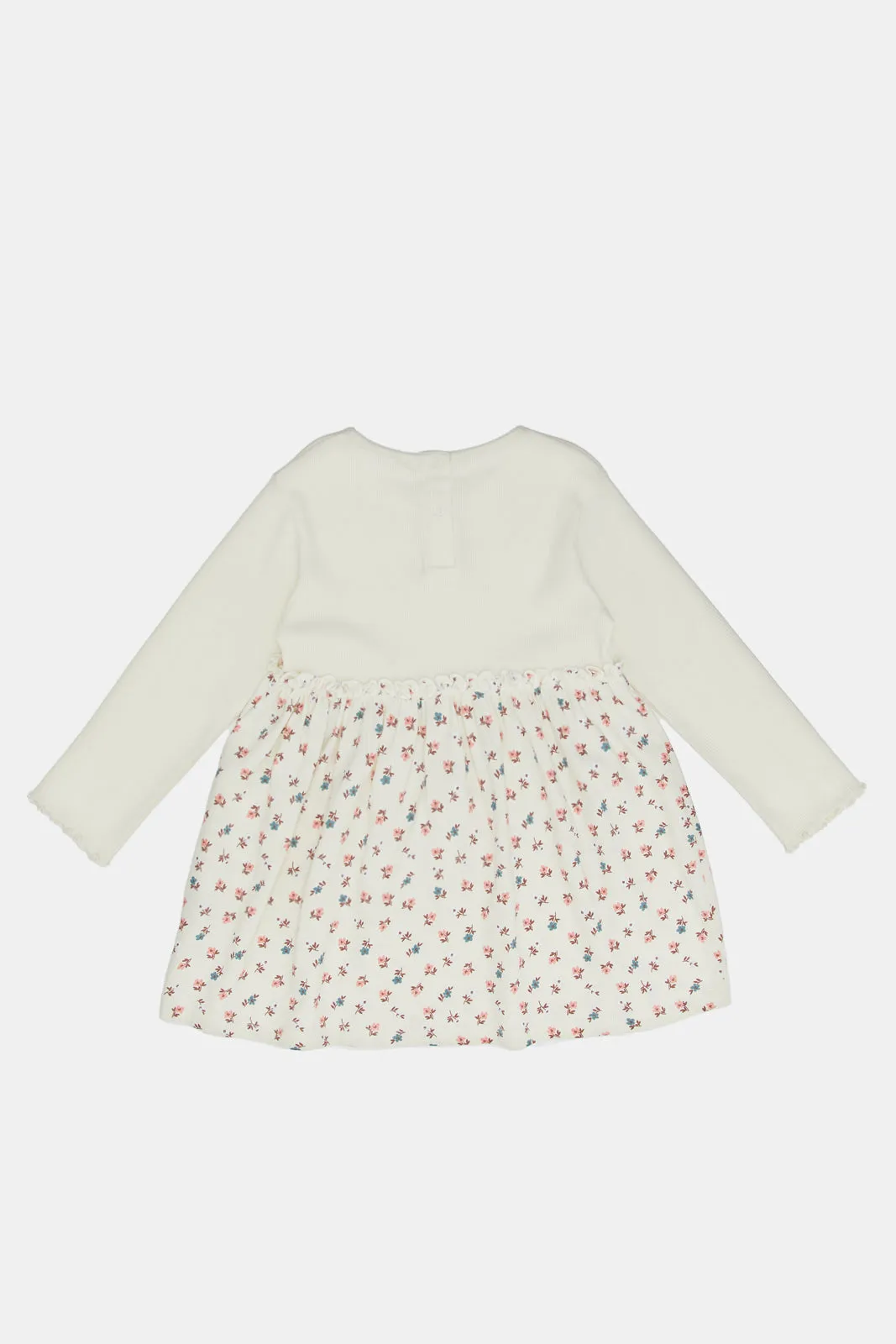 Infant Girls Ivory Floral All Over Print Dress