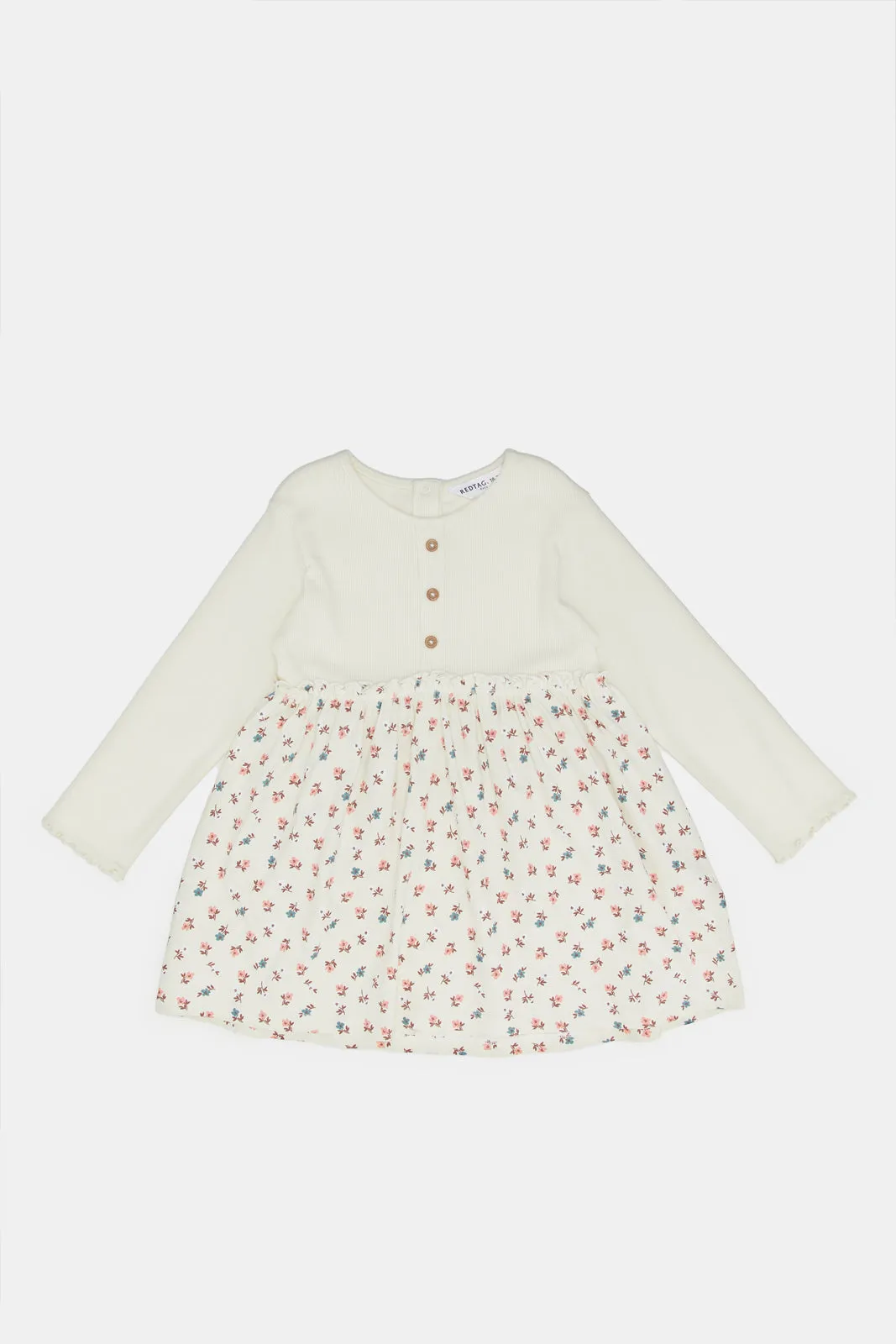 Infant Girls Ivory Floral All Over Print Dress