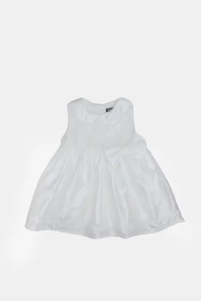 Infant Girls Ivory Peter Pan With Front Bow Embellished Dress