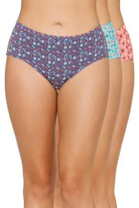 Inner Elastic Printed Mid Rise Hipster Panty (Pack of 3)