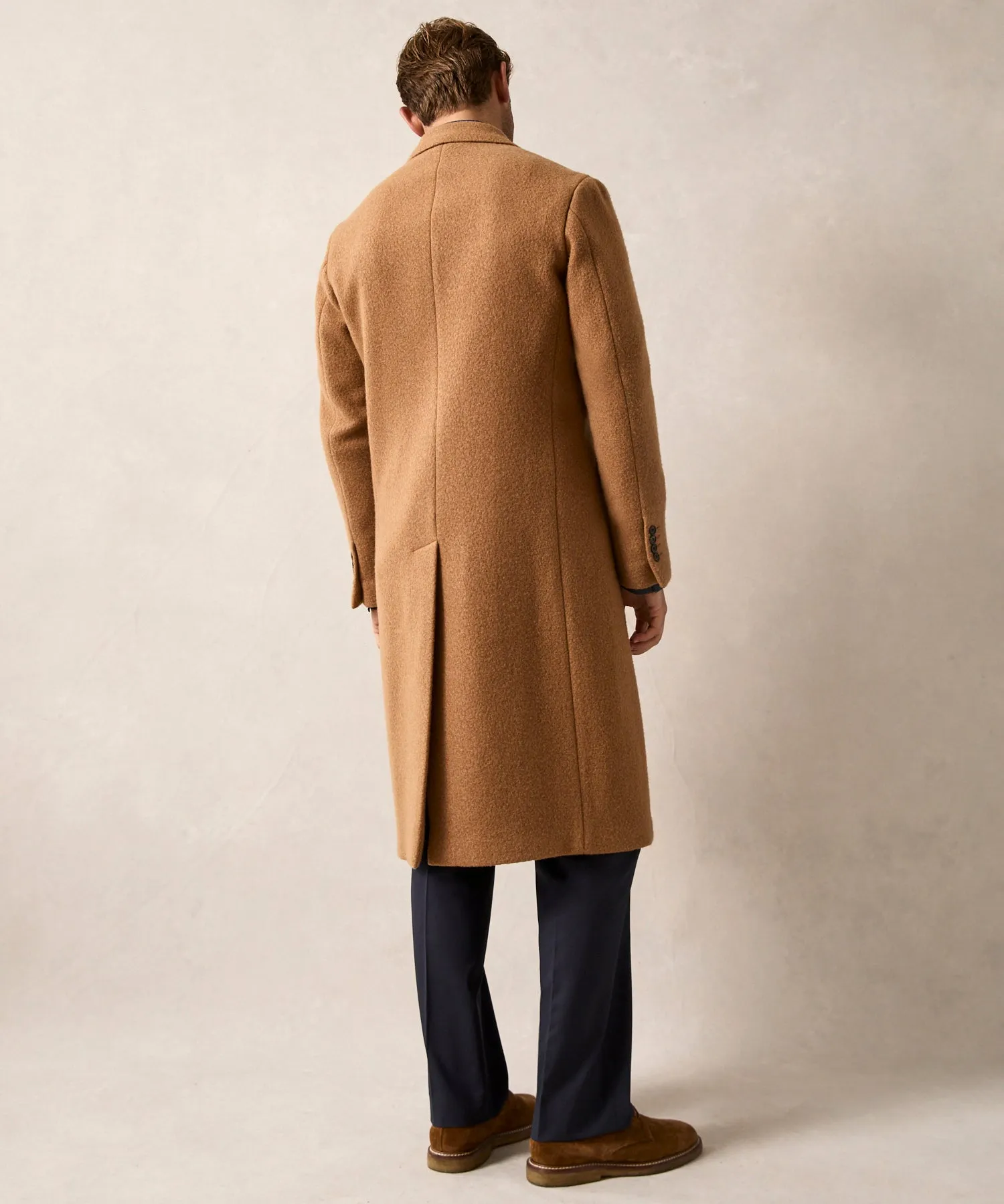 Italian Peak Lapel Wool Topcoat in Camel