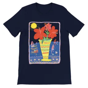 John Dyer Unisex Cornwall Art T-Shirt. 'Seaside Hibiscus'. Cornwall Art Gallery