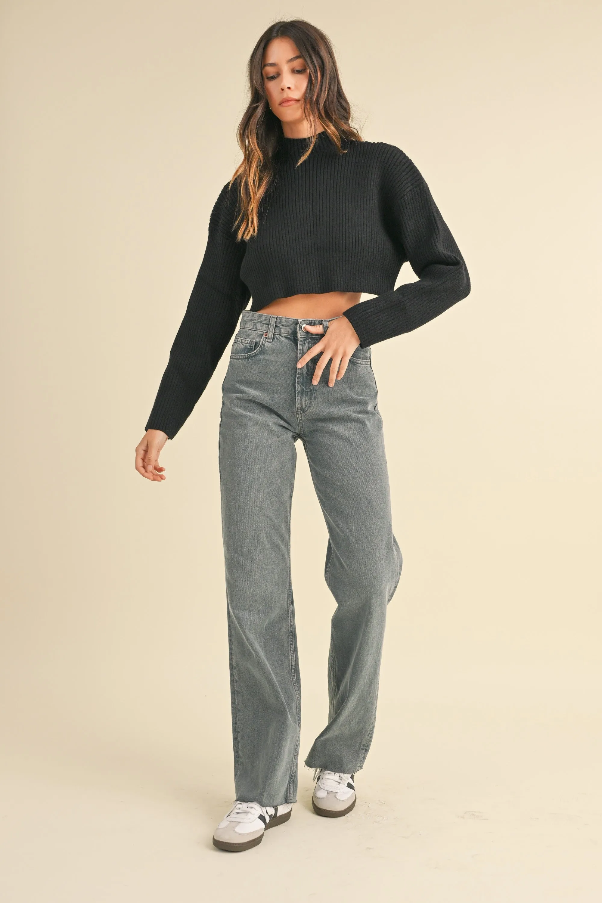 Kimberly Ribbed Crop Sweater