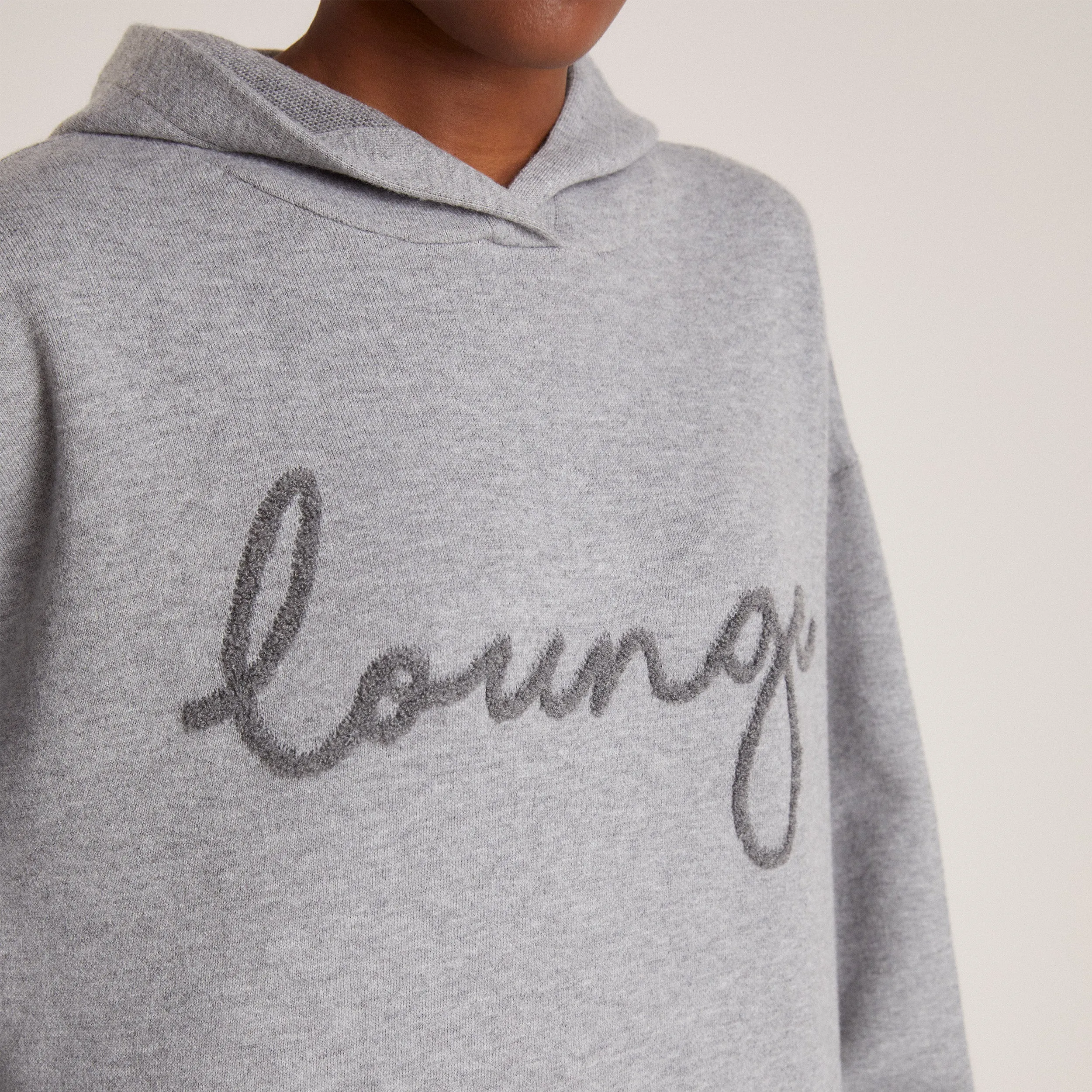 Knitted Lounge Hoodie - Grey Marl